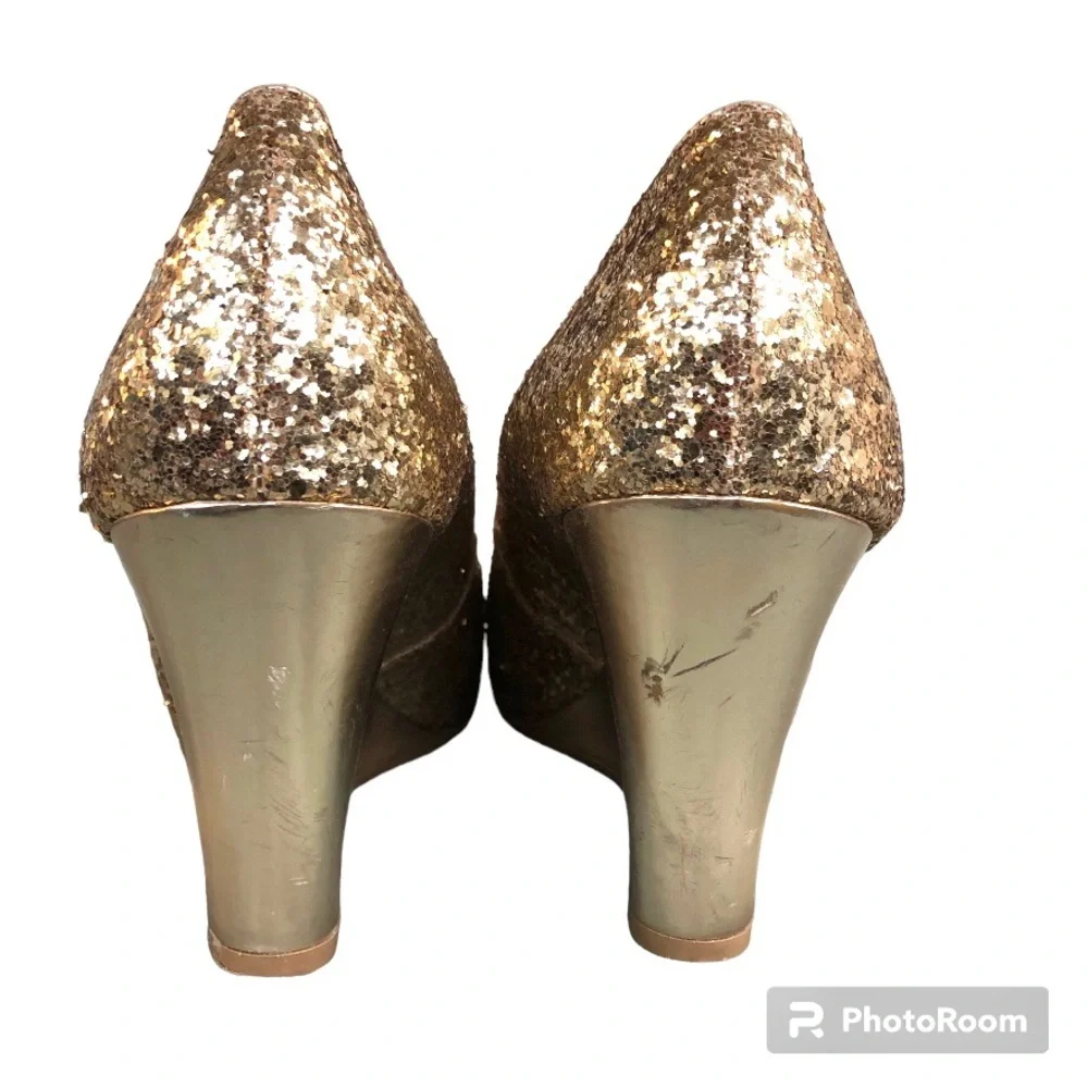 Lilly Pulitzer Gold Pumps Glitter Wedges